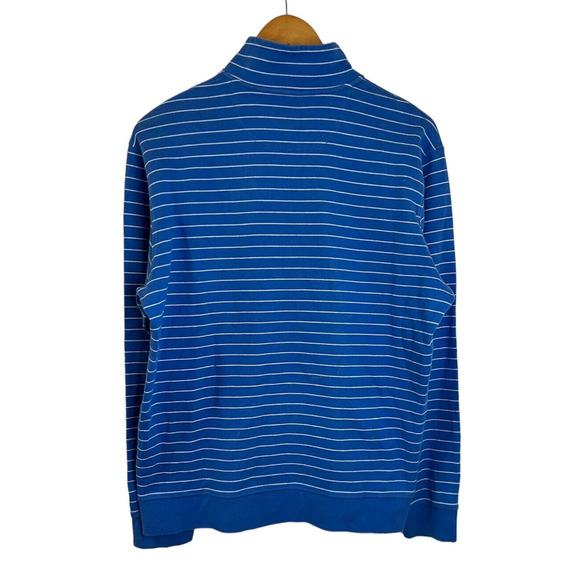 Vineyard Vines Sweater Men's M Blue Pin Stripe Quarter Zip Pullover Long Sleeve - Picture 4 of 4